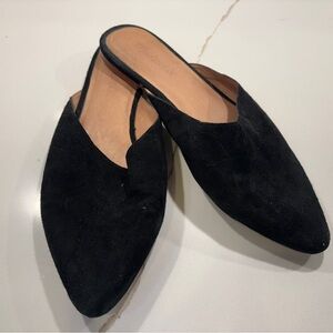 Madewell Black Suede Pointed Toe Mule Flats Slip-On